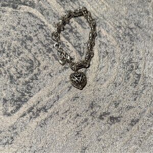 Brighton’s “Retired” Beautiful @ Elegant Sterling Silver Heart Charm Bracelet.